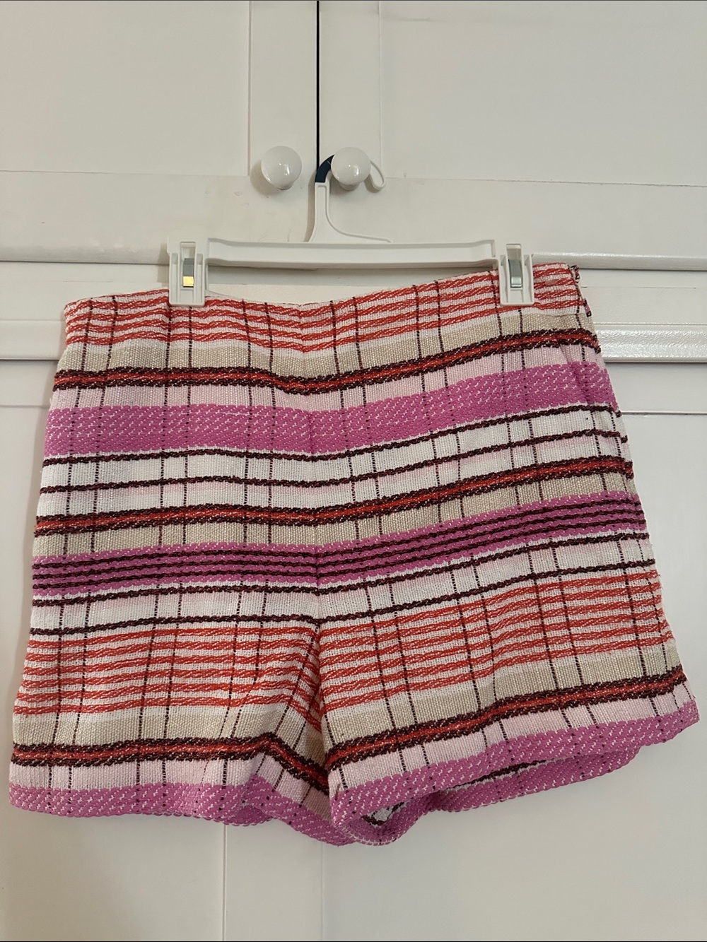 Ann Taylor Pink, Cream & Coral Striped Knit Bermuda Shorts